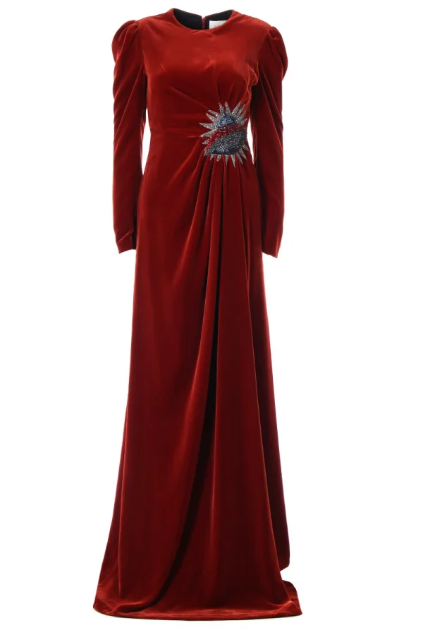 БАРХАТНОЕ ПЛАТЬЕ С РАЗРЕЗОМ GUCCI