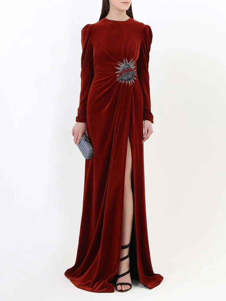 БАРХАТНОЕ ПЛАТЬЕ С РАЗРЕЗОМ GUCCI