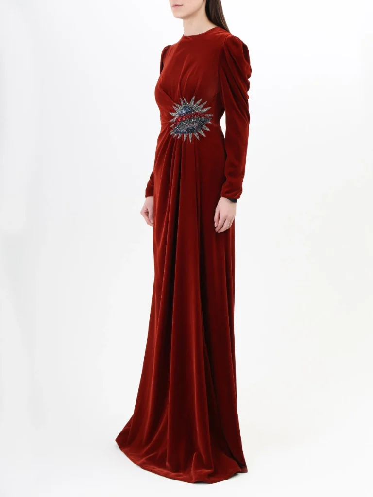 БАРХАТНОЕ ПЛАТЬЕ С РАЗРЕЗОМ GUCCI