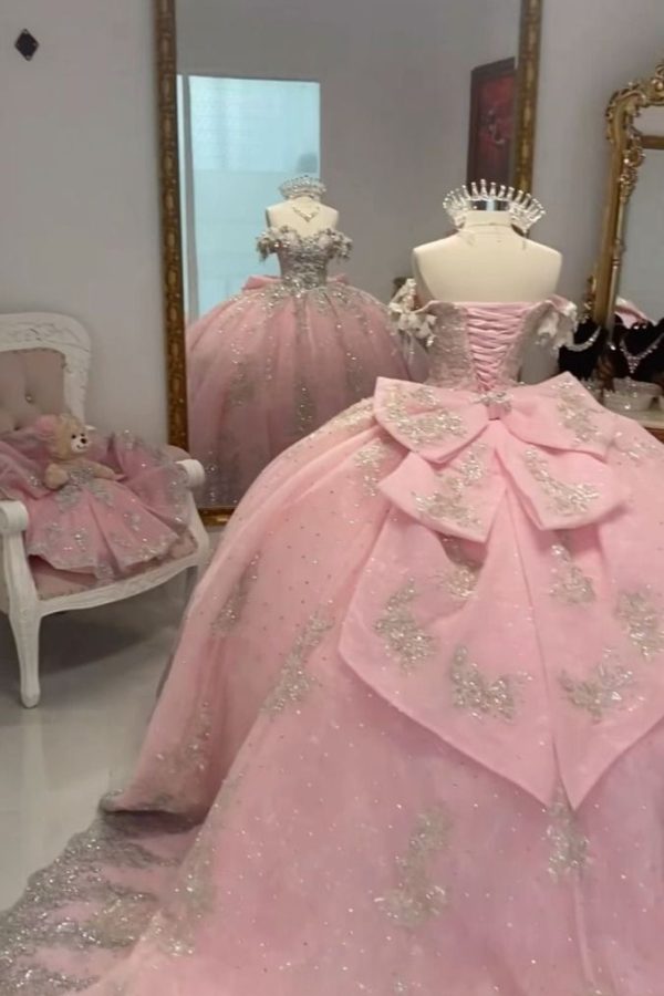 Розовое Платье Принцессы А-Силуэта Quinceanera Бальное Платье Sweet 16 Dresses