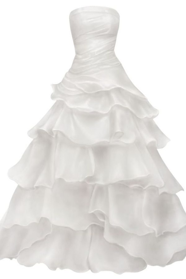 Длинное Выпускное Свадебное Платье Без Бретелек С Оборками И Многослойным Рисунком