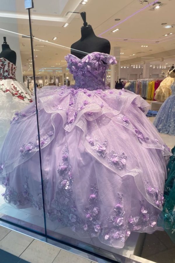 Бальное Платье Quinceanera Из Лавандового Тюля, Выпускное Платье Принцессы Со Шнуровкой