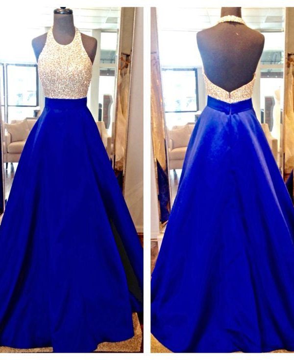 Платье Для Выпускного Вечера Королевского Синего Цвета С Открытой Спиной И Пайетками